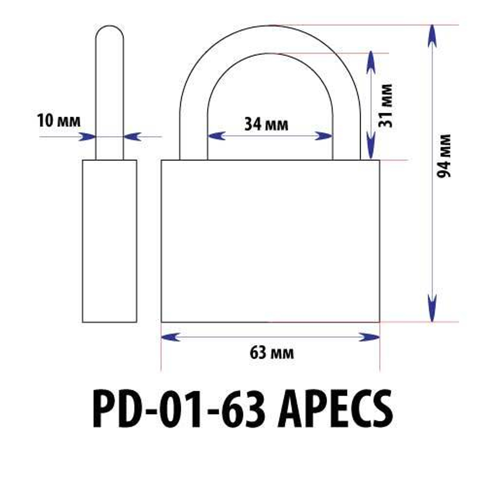 Замок навесной Апекс PD-01-63 (MBC-126)  Арт.12761