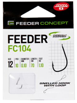 Крючки с поводком FC FEEDER FC104 №12, 10 шт. (поводок 70 см, 0,10 мм)