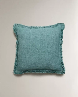 ZARA HOME НАВОЛОЧКА ДЛЯ ДЕКОРАТИВНОЙ ПОДУШКИ С БАХРОМОЙ, БИРЮЗОВЫЙ