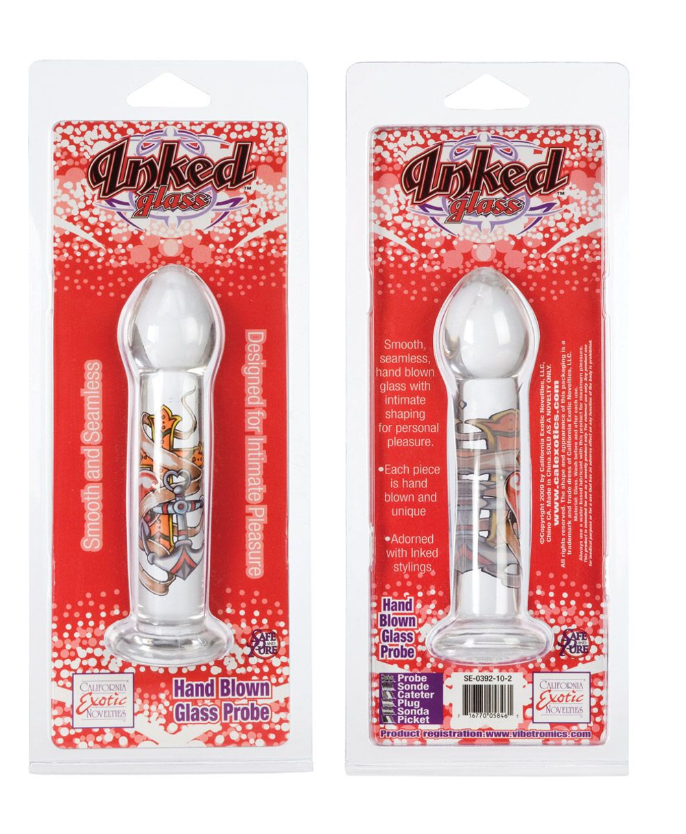 Стеклянная анальная пробка Inked Glass Probe - 15 см. (Цвет: прозрачный)