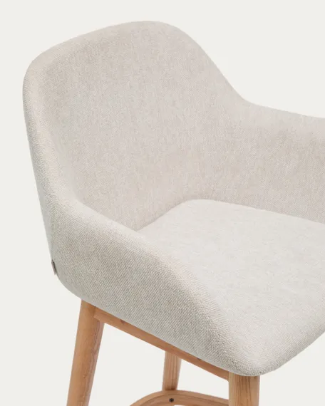Полубарный стул Konna 65 см бежевый с ножками из светлого ясеня