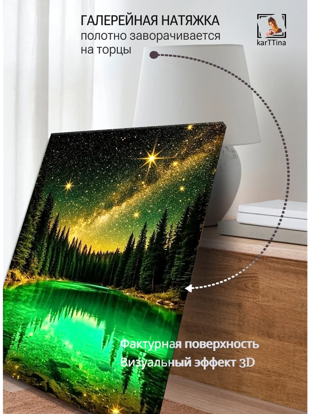 Картина "Изумрудное отражение", интерьерная 50х70см 1шт.