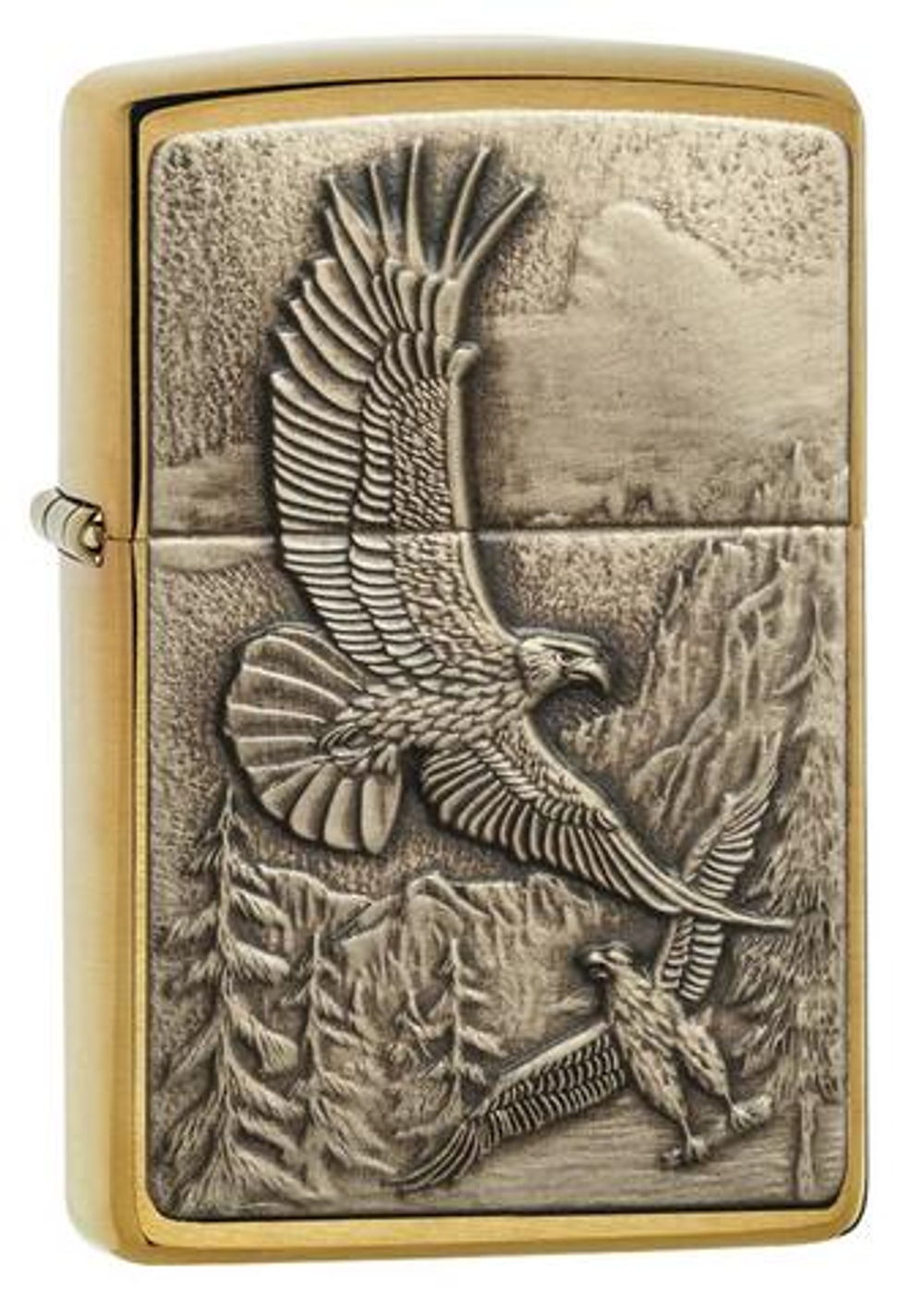 20854 Зажигалка ZIPPO Eagles Brushed Brass, латунь/сталь, золотистая, матовая, 38x13x57 мм