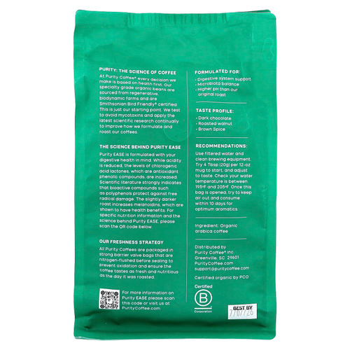 Purity Coffee, Ease, молотый, темная обжарка, 340 г (12 унций)