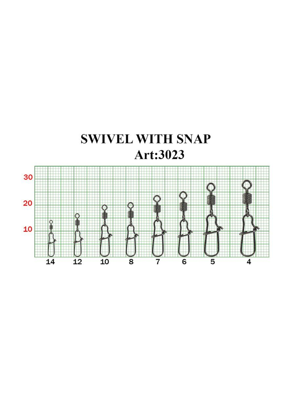 Вертлюжок рыболовный SWIVEL WITH SNAP с накаткой и застежкой Nice 3023 №10