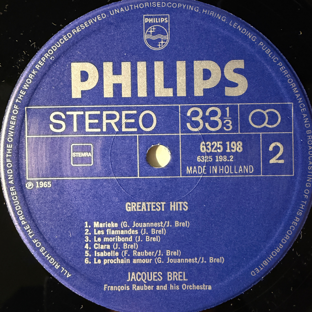 Jacques Brel ‎– Greatest Hits (Голландия 1974г.) Т