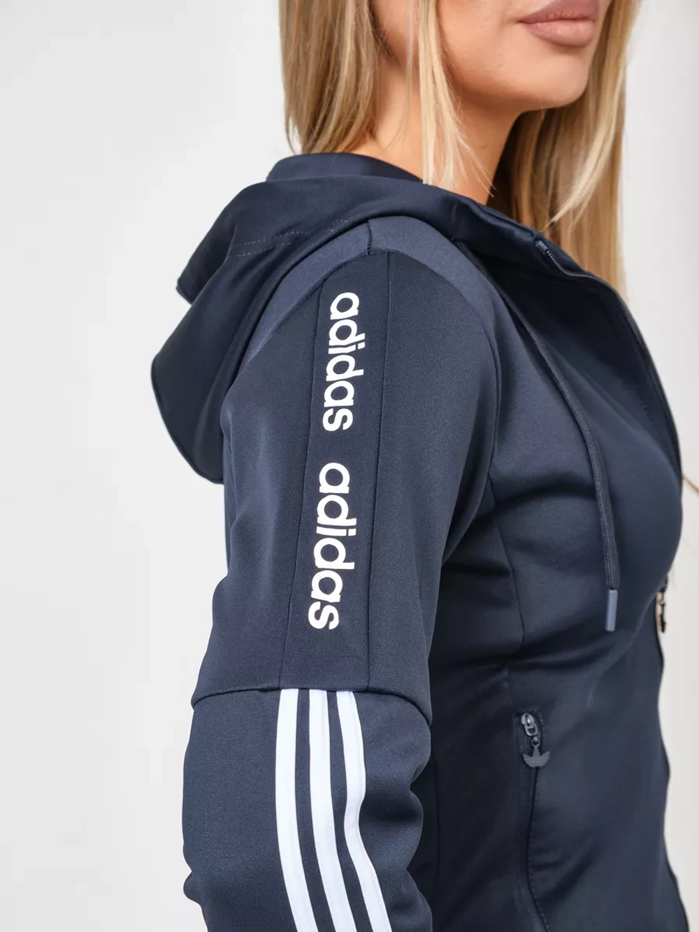костюм спортивный с капюшоном Adidas на молнии брючной