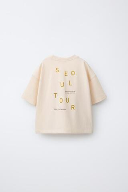 ZARA ФУТБОЛКА С НАШИВКОЙ И КАРМАНОМ, БЕЖЕВЫЙ