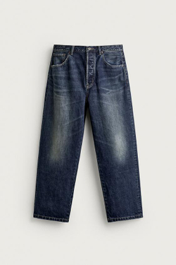 ZARA УКОРОЧЕННЫЕ ДЖИНСЫ BAGGY FIT, ИНДИГО