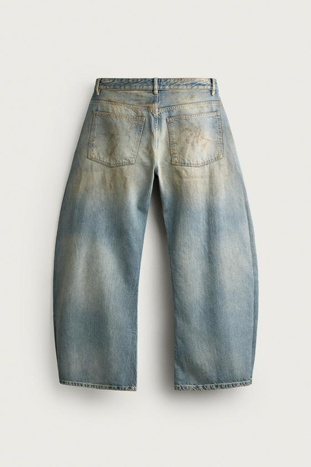 ZARA ДЖИНСЫ LOOSE BARREL FIT С ЭФФЕКТОМ VINTAGE, ГОЛУБОЙ