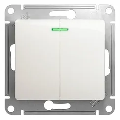 Выключатель двухклавишный с подсветкой Systeme Electric Glossa Перламутр GSL000653