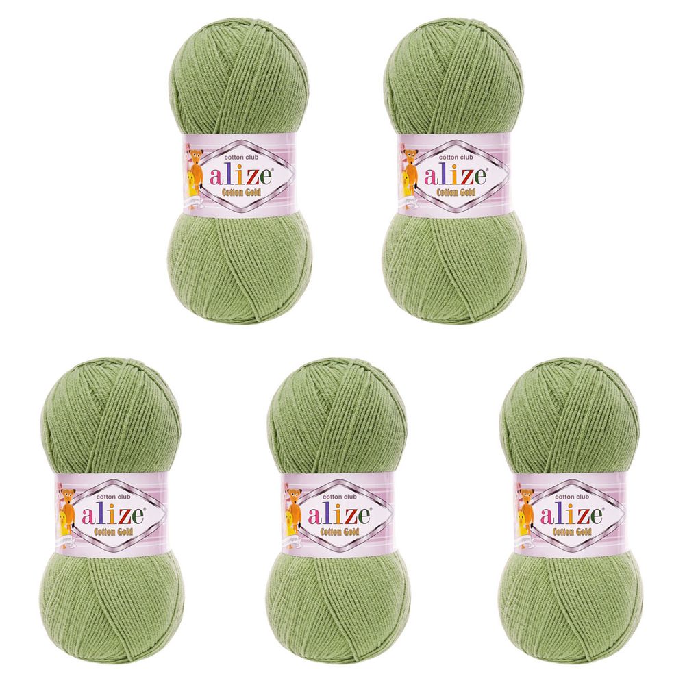 Пряжа Alize (Ализе) Cotton Gold / уп.5 мот. по 100 г, 330м, 485 зеленый A
