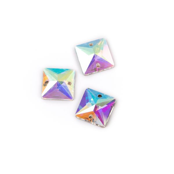 Стразы стекло 12х12 мм, 15 шт (5х3 шт), №02 перламутровый (AB-crystal), Zlatka ZRSE-0212