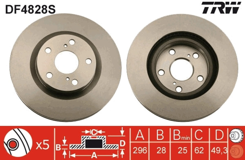 TRW - DF4828S-TRW - Brake Disc