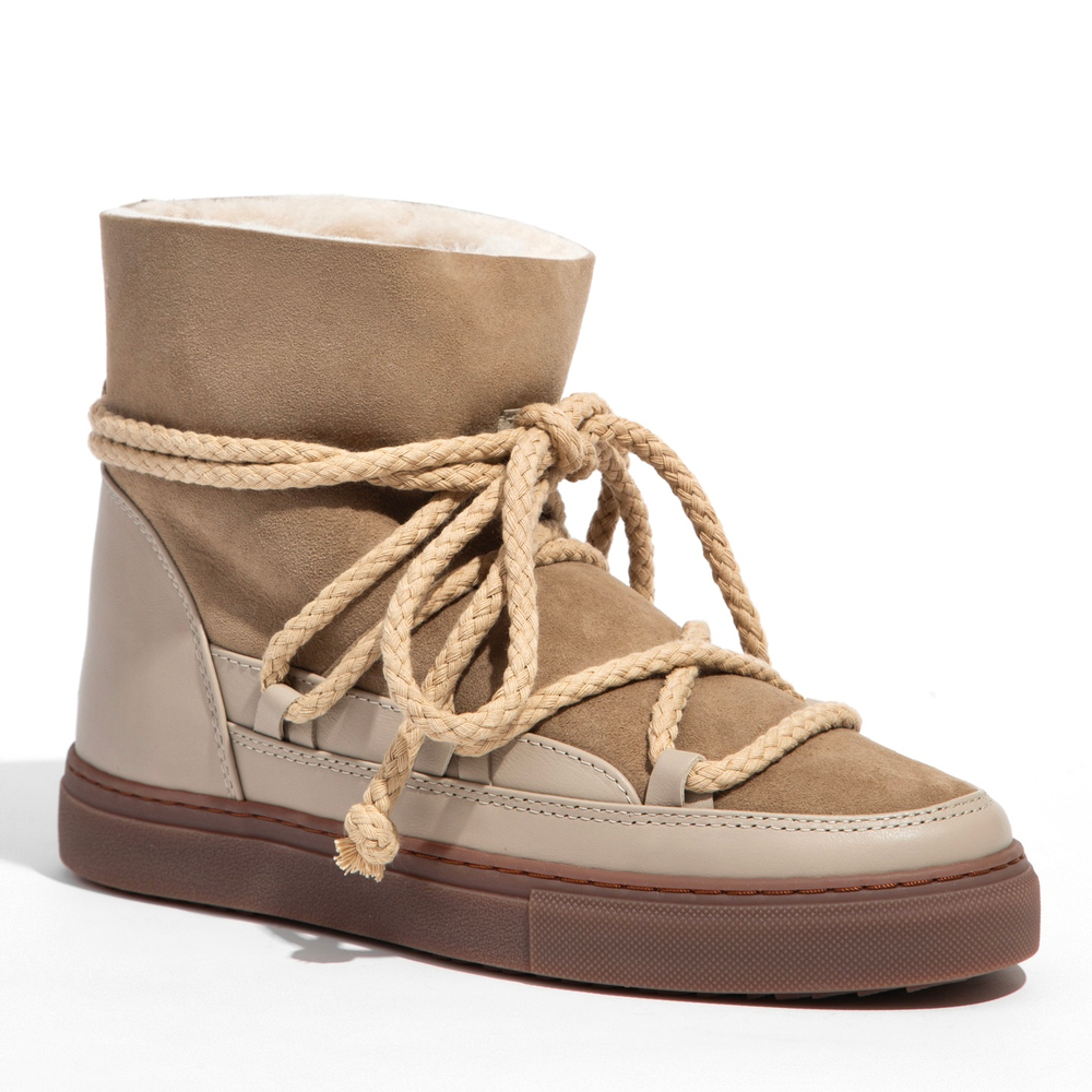 Высокие комбинированные кеды INUIKII Sneaker Classic Beige на меху