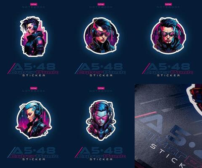 Тетрадь А5ф 48л клетка на скобе, ассорти "Cyberpunk sticker" (Хатбер)