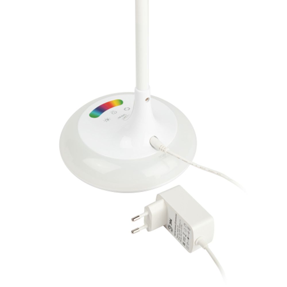 Настольный светильник ЭРА NLED-481-10W-W светодиодный с RGB ночником белый | Светодиодные настольные лампы