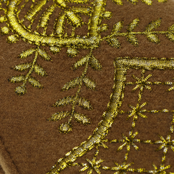 Варежки с опушкой «Ладушки» тёмно-коричневый / золото, шерсть