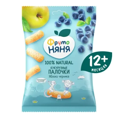 Фрутоняня кукурузные палочки ябл-черник 20 гр