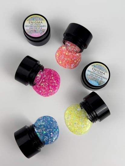Глиттер гель Lolly Pop 01 builder gel Enigma 5 мл