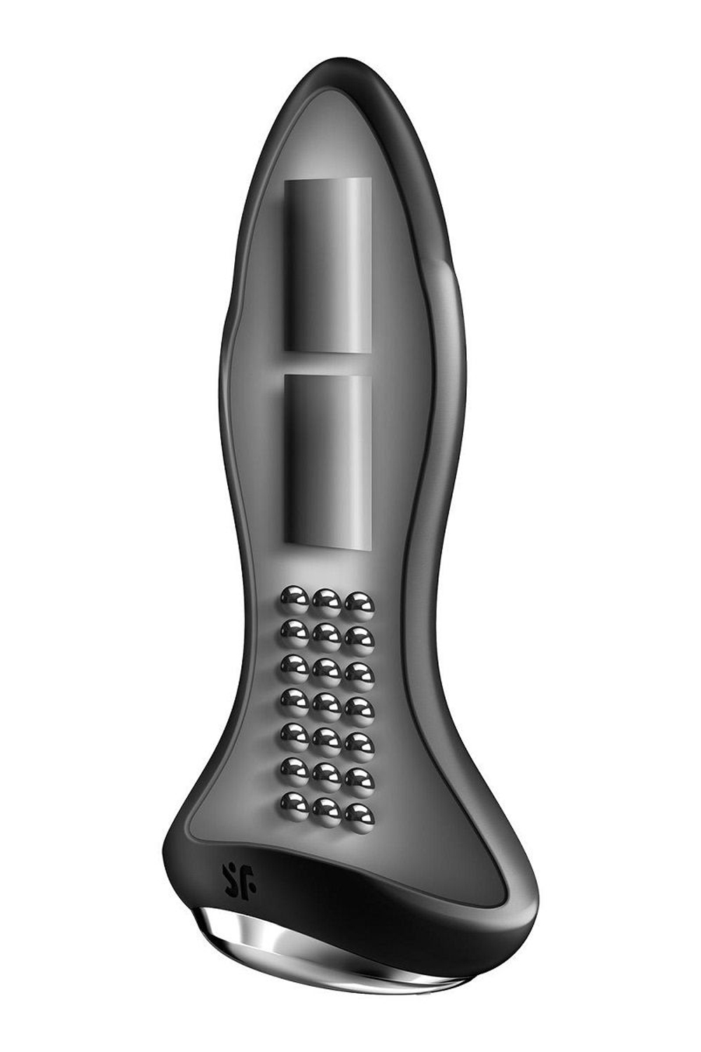 Черная вибропробка с ротацией бусин Rotator Plug 1+ - 12,8 см. (Цвет: черный)