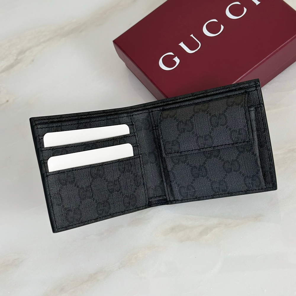 Мужское портмоне Gucci с монетницей и чёрной отделкой GG — чёрное — фото 4