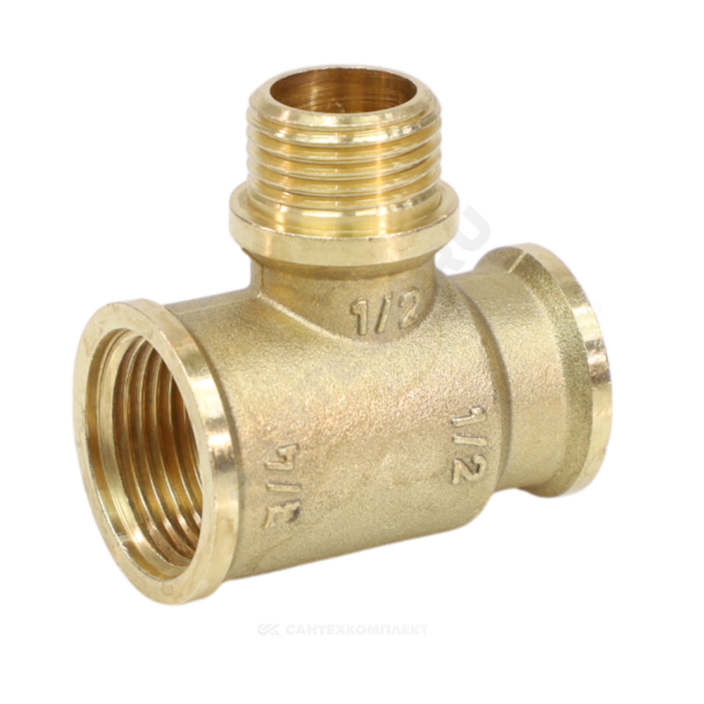 Тройник латунь переходной Ду 20х15х20 (3/4"х1/2"х3/4") ВР/НР/ВР VALFEX VF.132.L.034.012.034