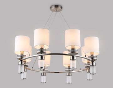 Подвесная люстра с абажурами 8*Е14 LH71293/8 SN/WH никель/белый High Light Classic Ambrella