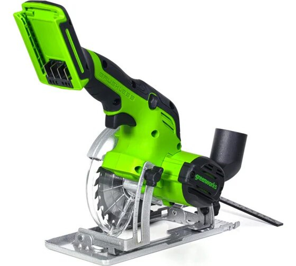 Циркулярная мини-пила аккумуляторная GREENWORKS 24V G24MCS бесщеточная, без АКБ и ЗУ (1501207)