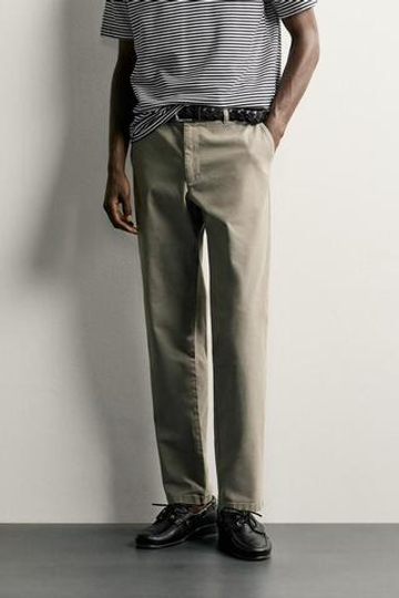 ZARA БРЮКИ ЧИНОС SLIM FIT, СЕРЫЙ