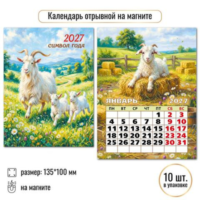 Календарь отрывной на магните 2027 "Символ года" 10330 (Квадра)