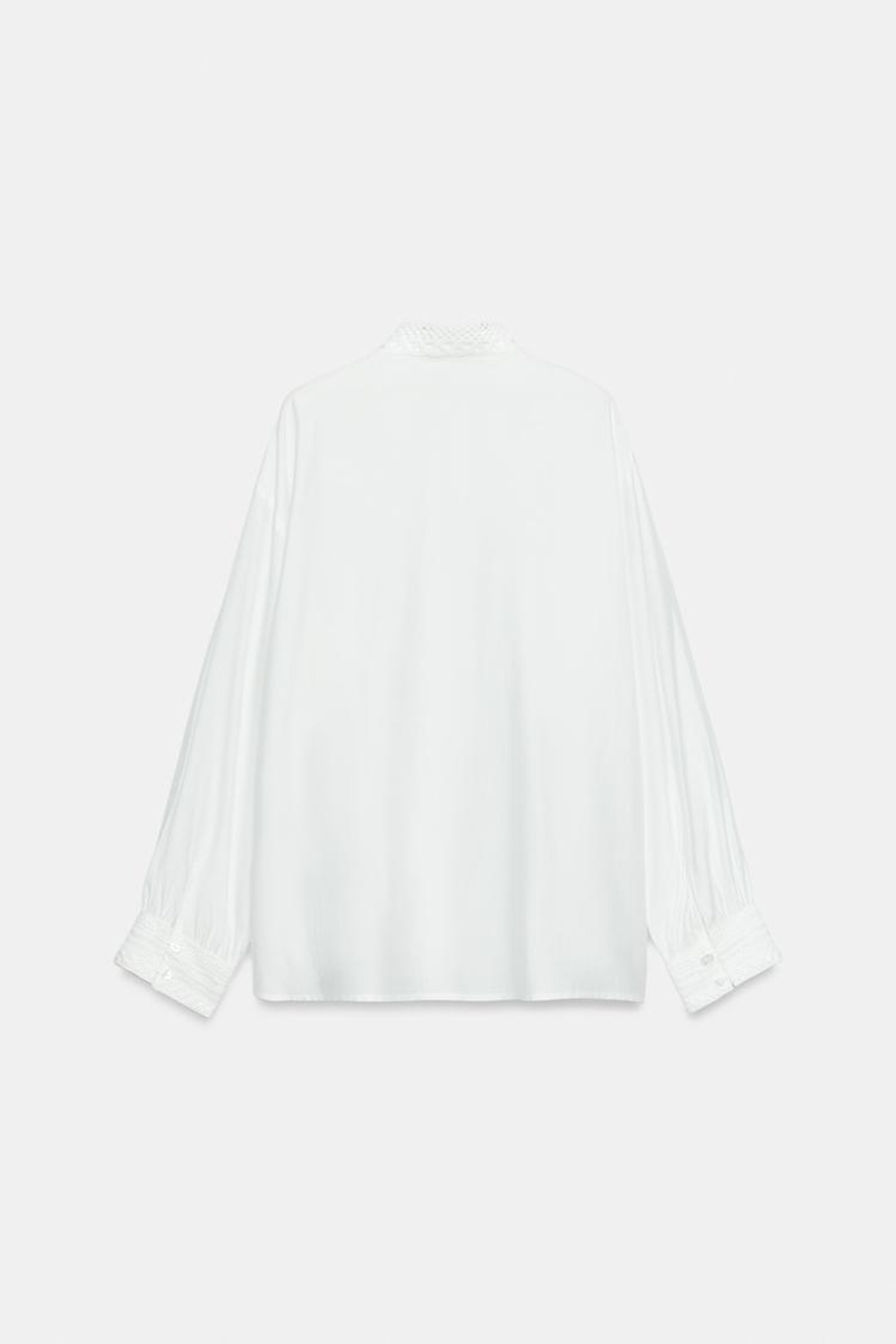 ZARA РУБАШКА С КРУЖЕВНЫМ ВОРОТНИКОМ, БЕЛЫЙ