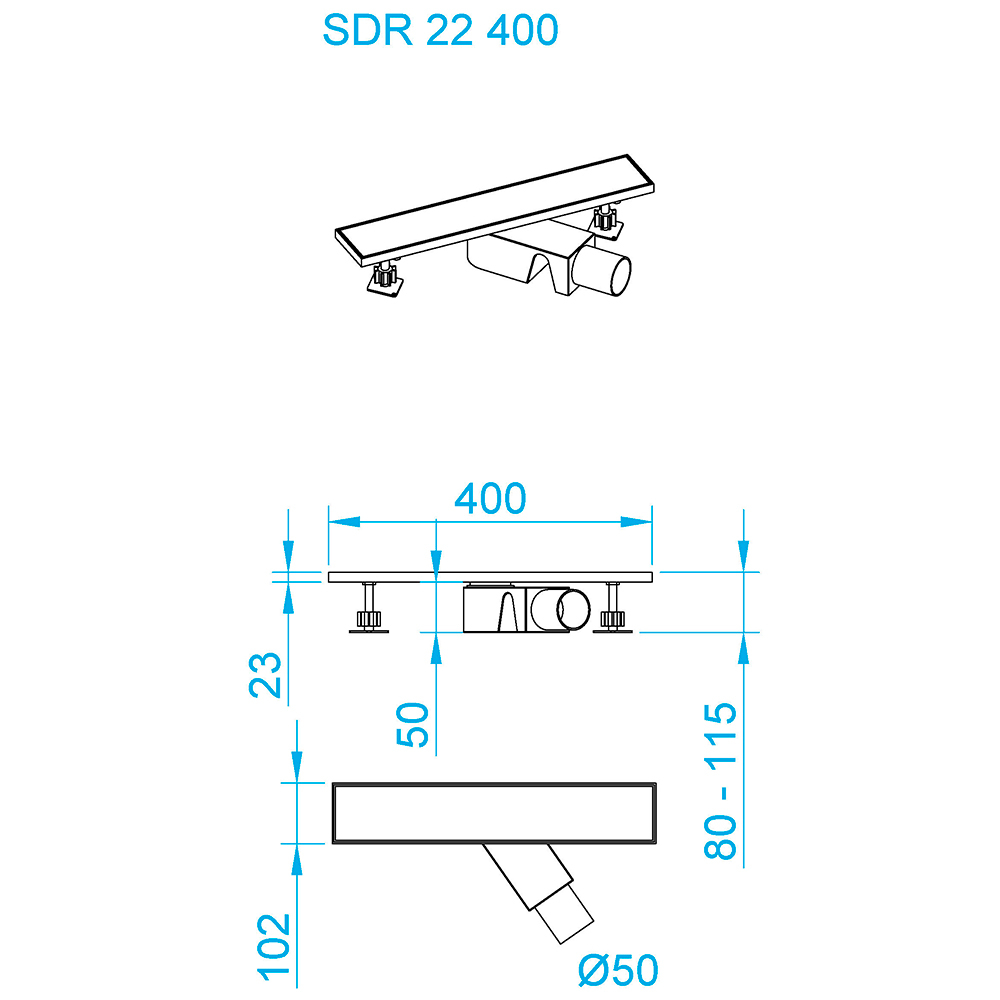 Душевой трап двухсторонний линейный, хром RGW SDR-22 (400)