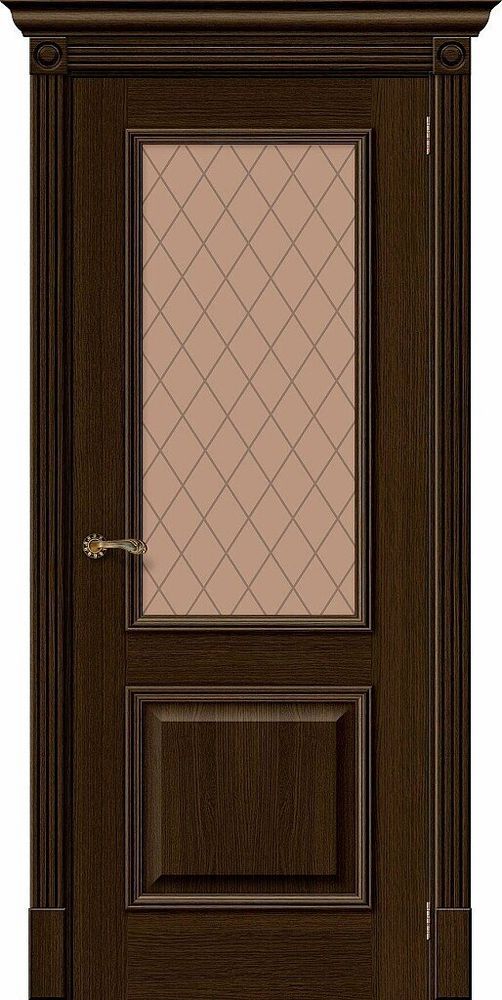 Дверь Вуд Классик-13 / Цвет Golden Oak / Стекло Bronze Сrystal / Двери Браво