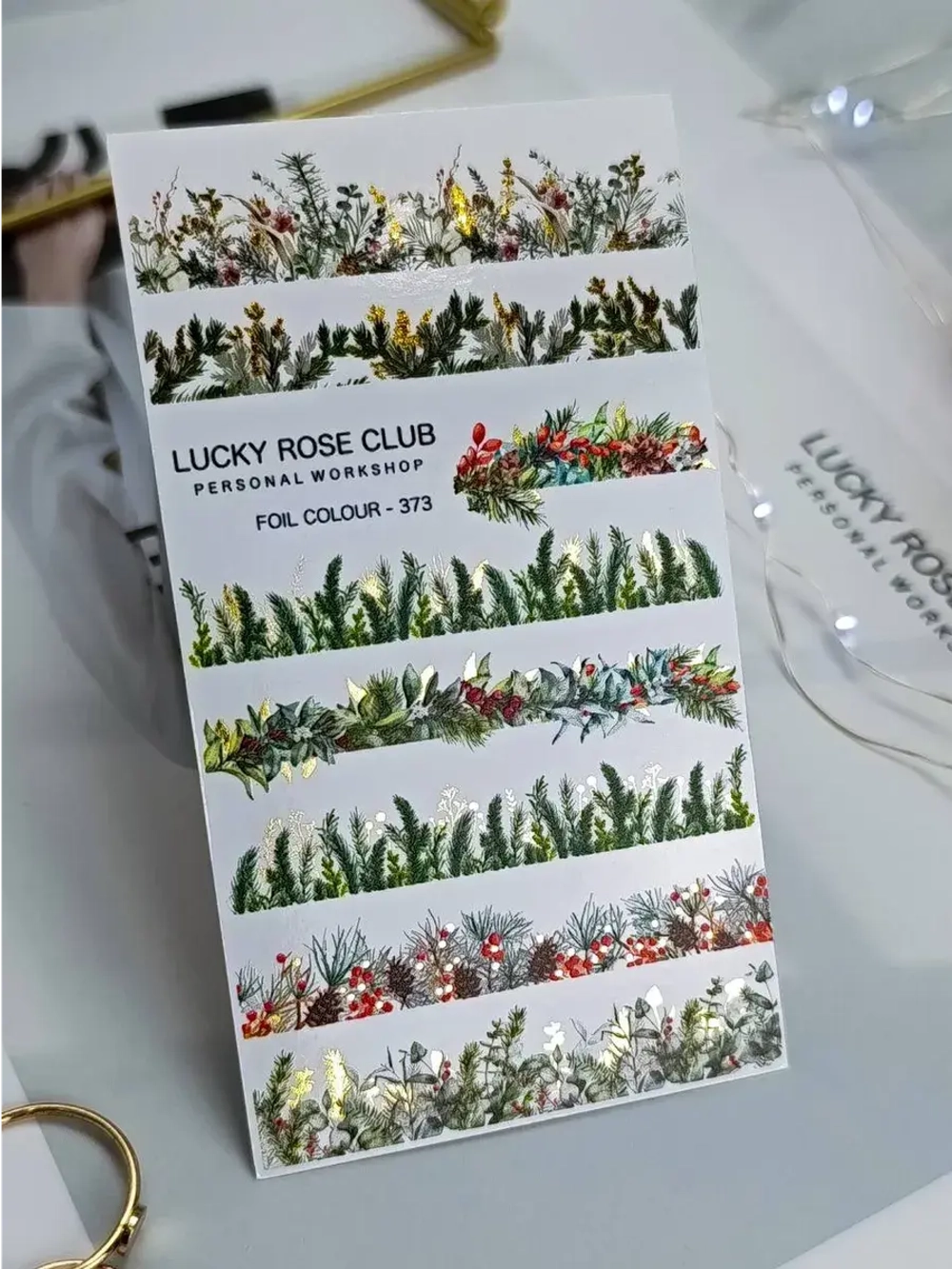 Lucky Rose Слайдеры наклейки для длинных ногтей 373