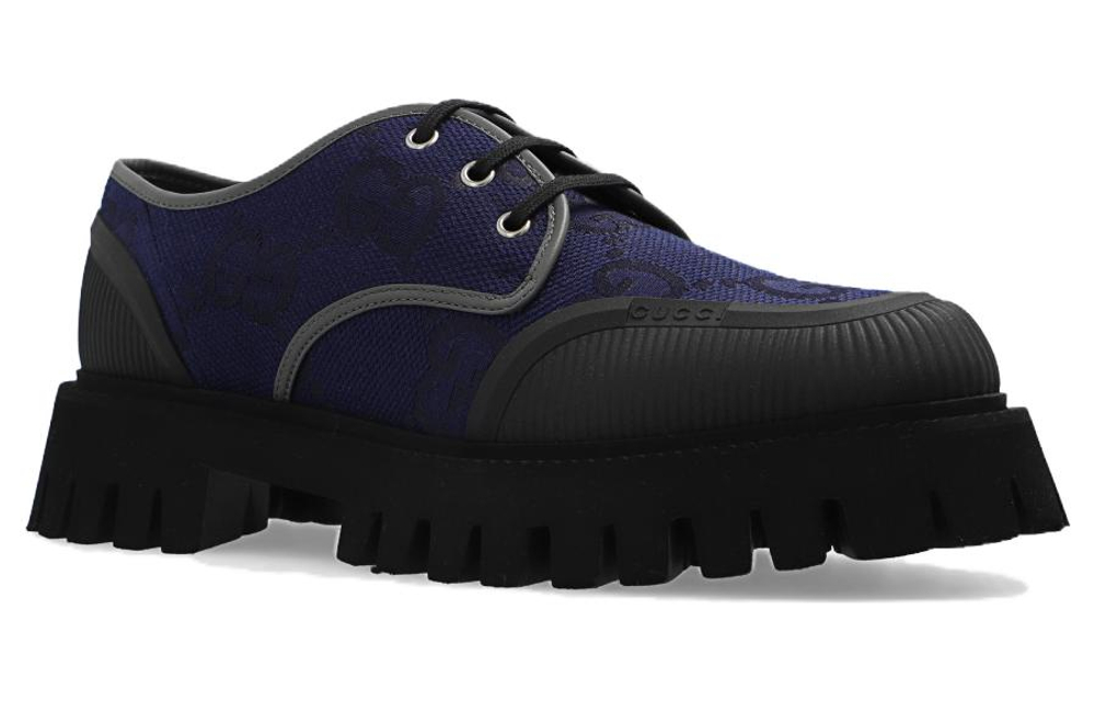 GUCCI GG Lace Up Shoes "Navy" Women"s