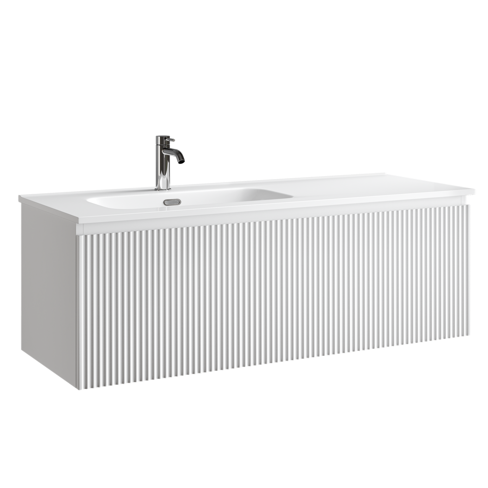 Тумба подвесная SANCOS Сноб Р 1.0 (Snob R 1.0) 1195х445х406, c одним ящиком оснащенным доводчиками, Белый матовый (Bianco), арт.SNR1.0120LW