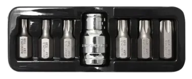 Набор бит TORX с битодержателем,7пр.1/2''(L:30мм,Т25,Т30,Т40,Т45,Т50,Т55), в ложементе RockFORCE RF-4074