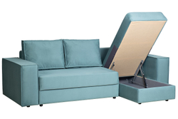 Диван треxместный раскладной угловой правый Garda Decor BERGAMO-3MR-1K-БИРЮЗОВЫЙ-Vel43