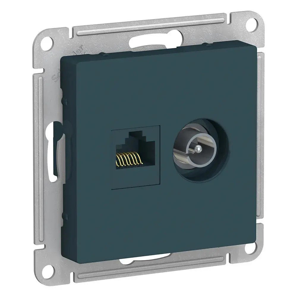 ATLASDESIGN РОЗЕТКА двойная ТВ + компьютерная RJ45 кат. 5e, механизм, ИЗУМРУД