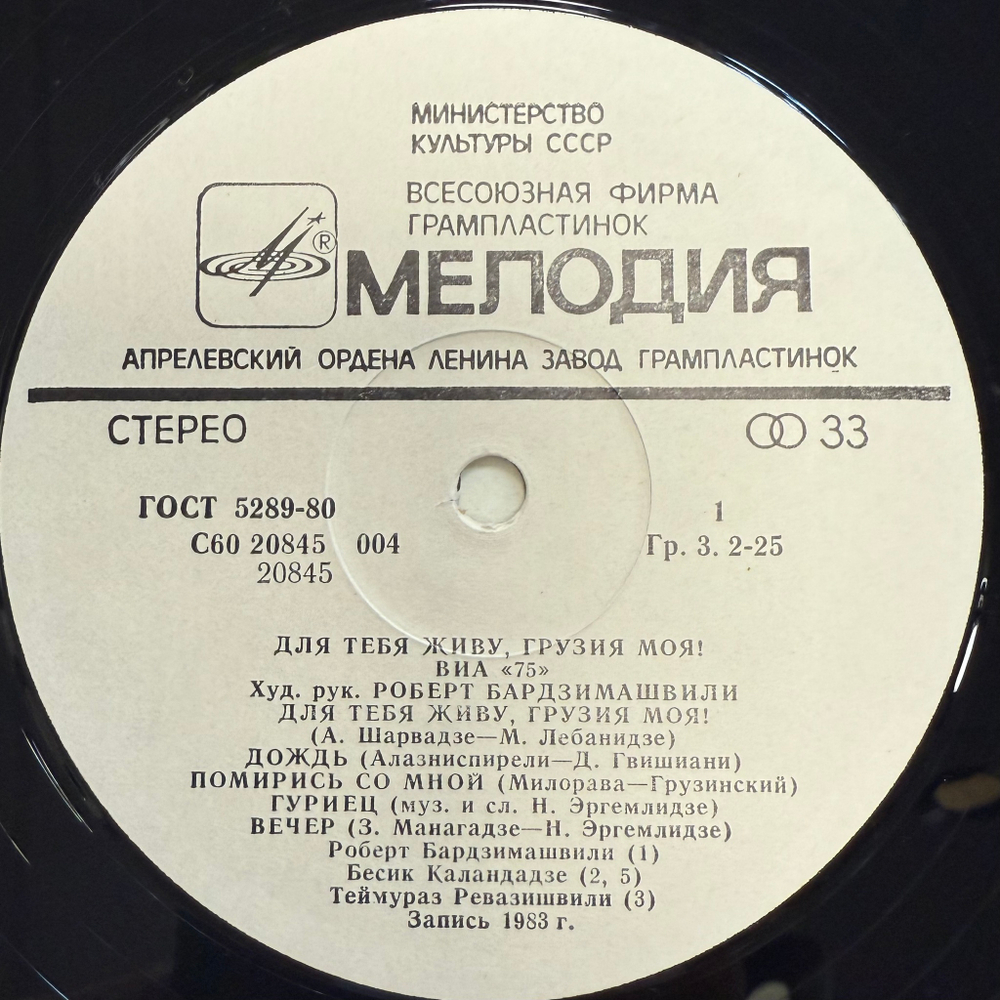 ВИА 75 - Для Тебя Живу, Грузия Моя! (СССР 1984г.)