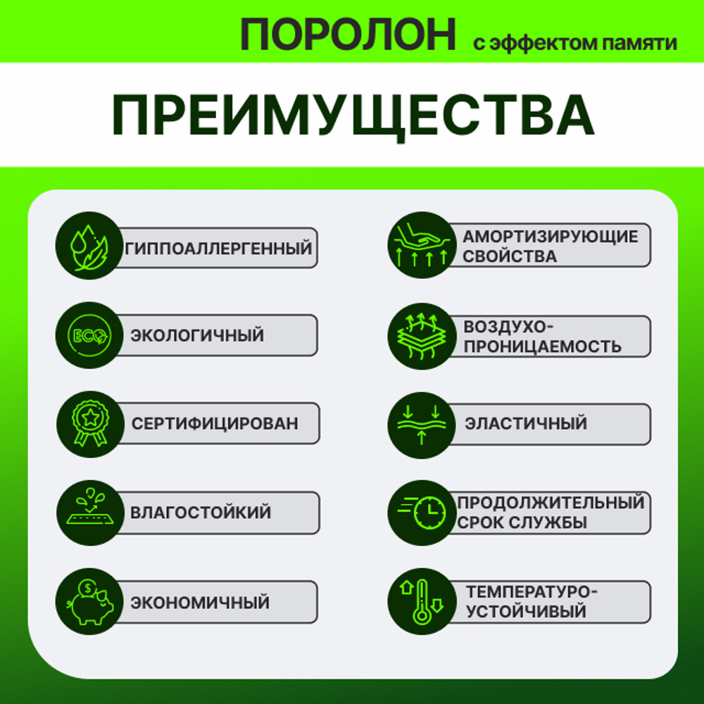 Поролон VE 3015 толщиной 5 см, высокоэластичный с эффектом памяти