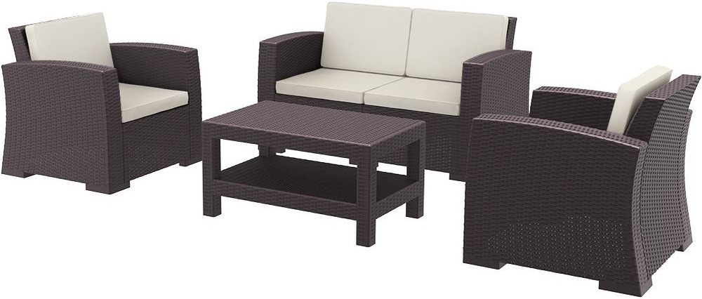 Комплект пластиковой плетеной мебели Monaco Lounge Set, коричневый