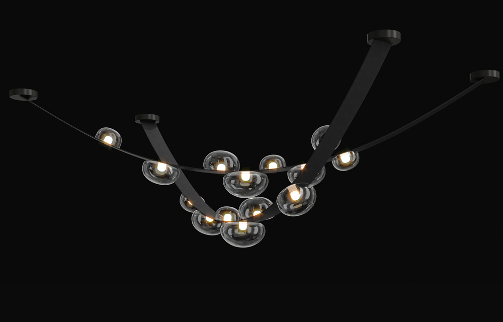 Подвесной светодиодный светильник Crystal Lux BOSQUE SP7 L3000 BLACK/TRANSPARENT