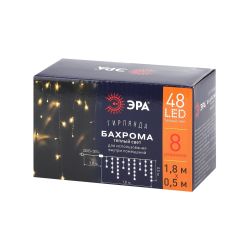 Светодиодная новогодняя гирлянда ЭРА ENIB-01B бахрома 1,8мХ0,5м теплый свет 8 режимов | Гирлянды