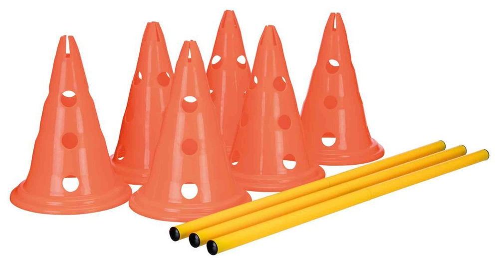 Набор препятствий для аджилити Dog Activity, 6 конусов, 3 рейки, ф 23 × 30 см/ 78 см, Trixie