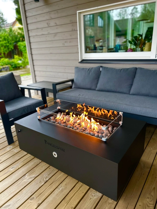Уличный газовый стол-камин AngelsFire LIDO 120 PLUS черный муар