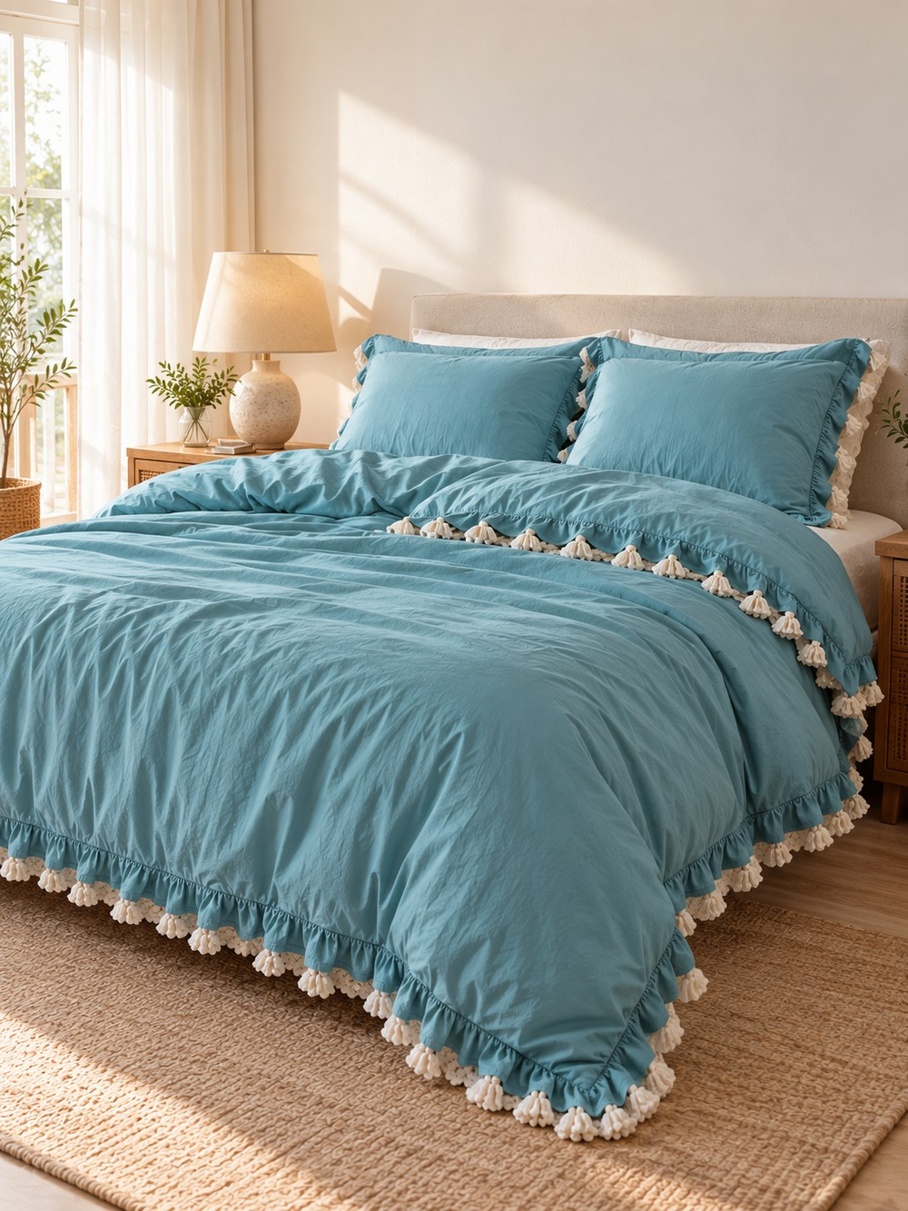 Постельное бельё евро Limasso «Dora Mineral Blue», 4 предмета