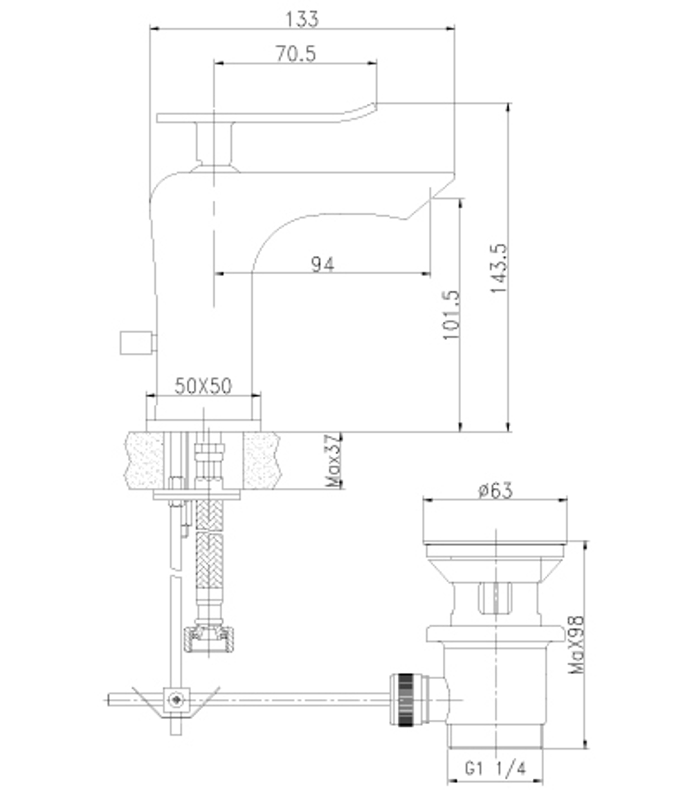 Смеситель для умывальника монолитный LEMARK CONTEST  – LM5806CW