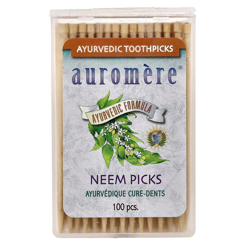Auromere, Аюрведические зубочистки, зубочистики с нимом, 100 штук